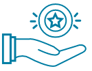 Hand under a star badge